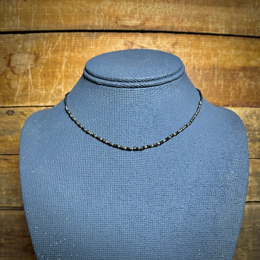 Black Spinel & Grey Seed Necklace