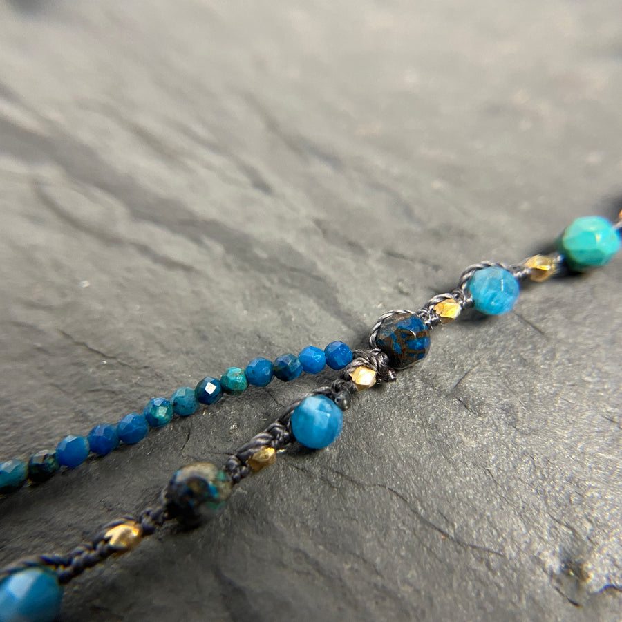 Amazonite, Lapis & Turquoise Woven Necklace