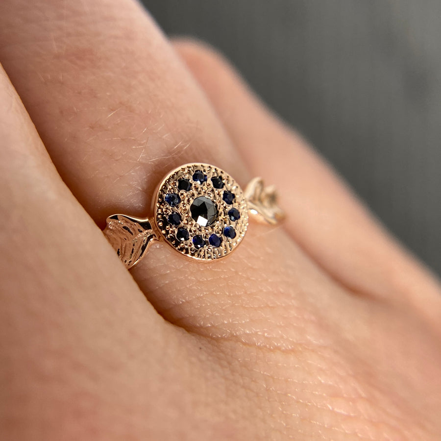 Two Leaf Diamond & Sapphire Ring