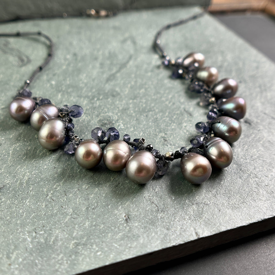 Woven Pearl Cluster Necklace