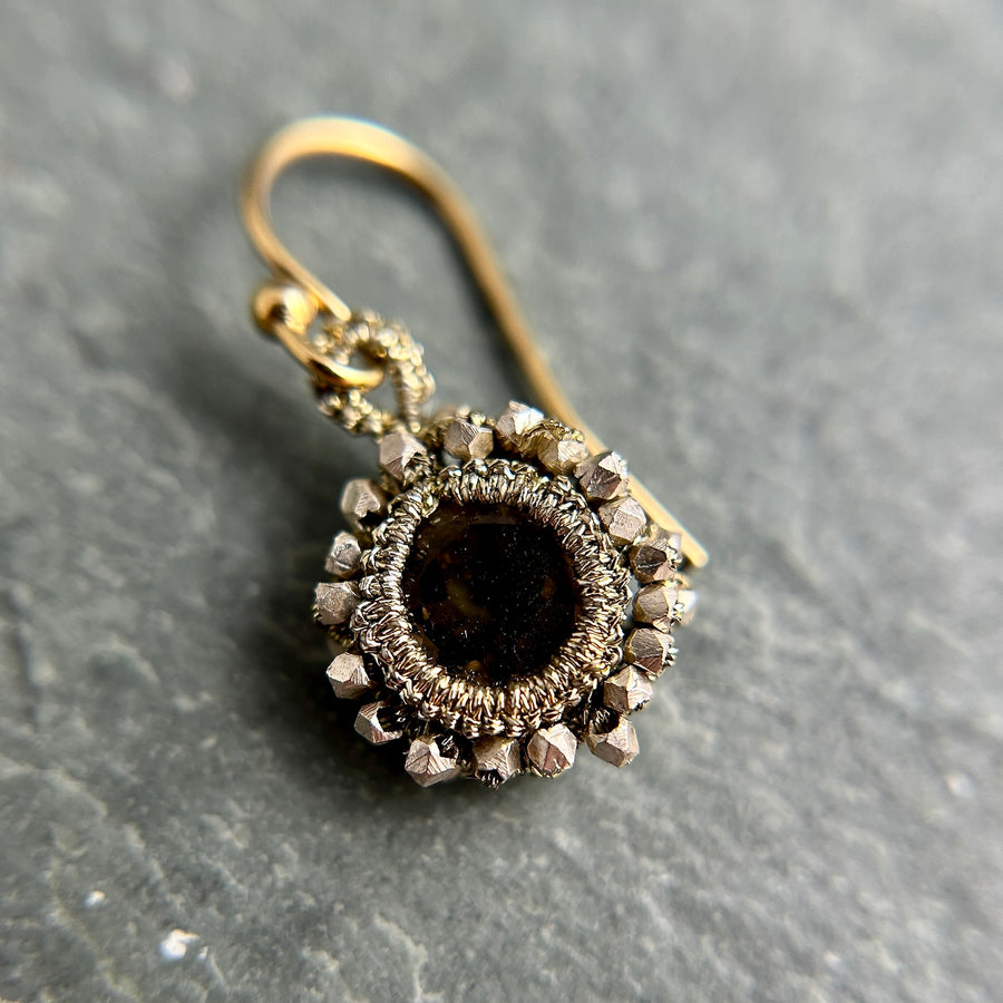 Caged Smokey Quartz Drop Earrings