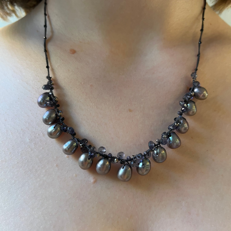 Woven Pearl Cluster Necklace