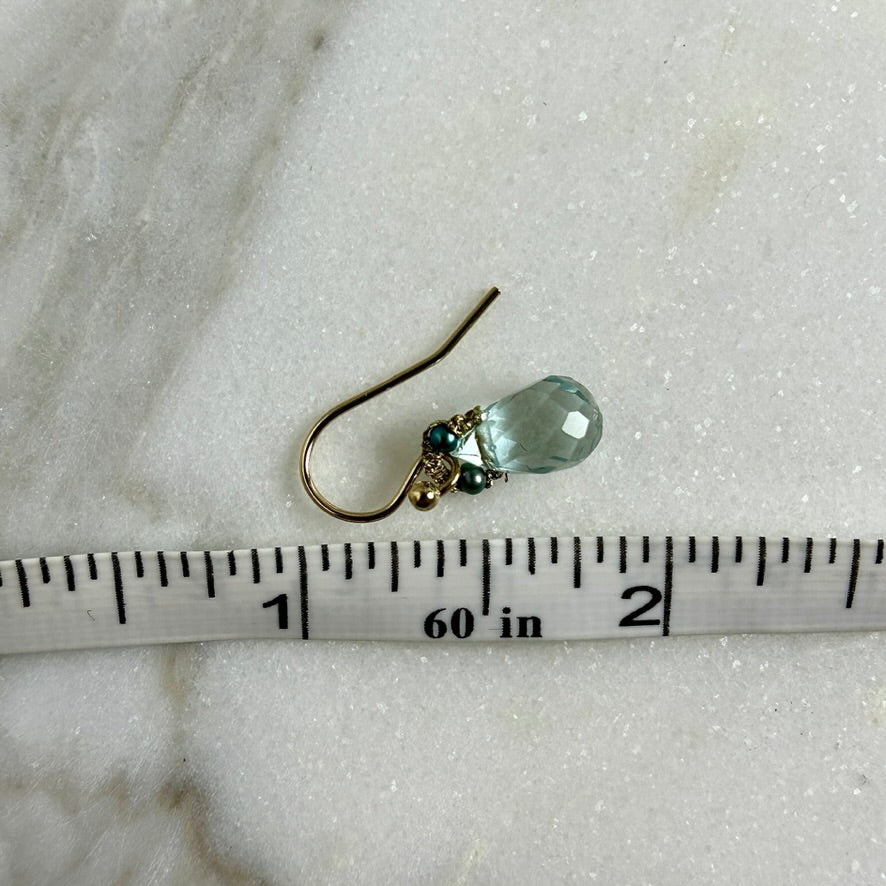 Aqua Quartz with Peacock Pearls