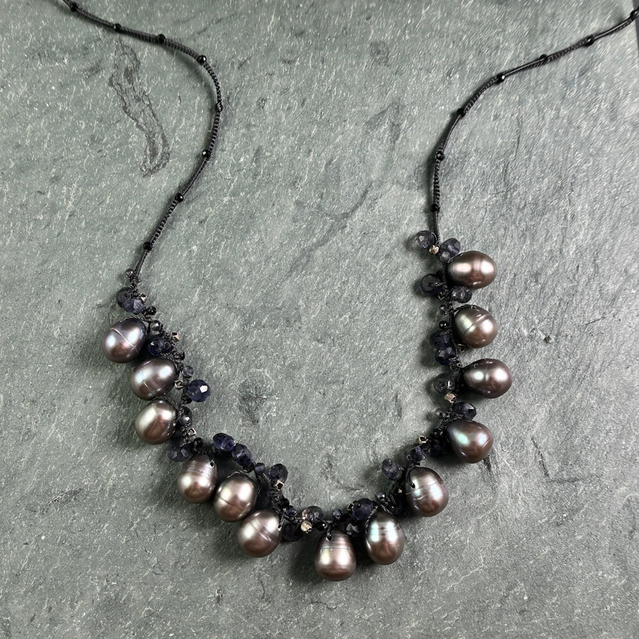 Woven Pearl Cluster Necklace