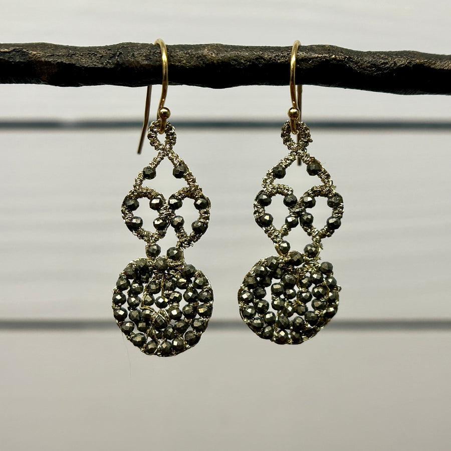 Crocheted Pyrite Lace Drops
