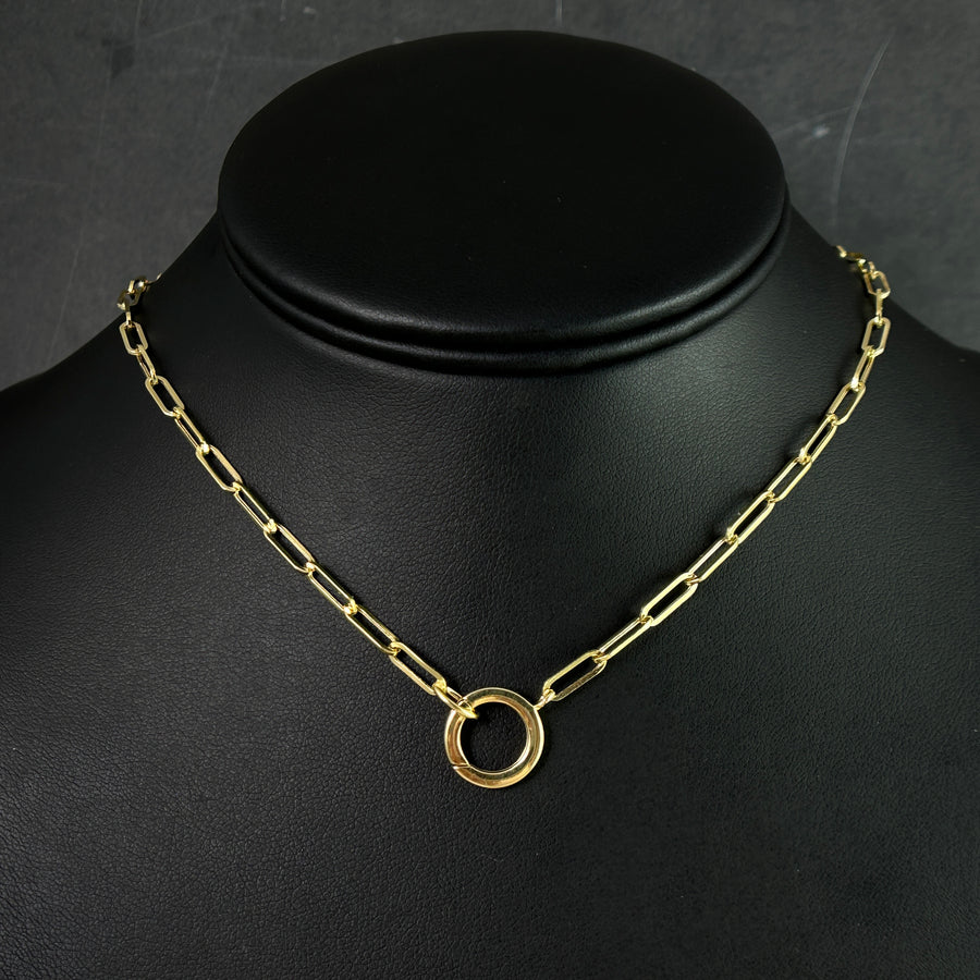 14k Chunky Paperclip Charm Necklace