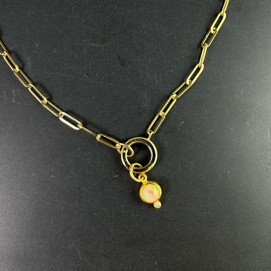 14k Chunky Paperclip Charm Necklace