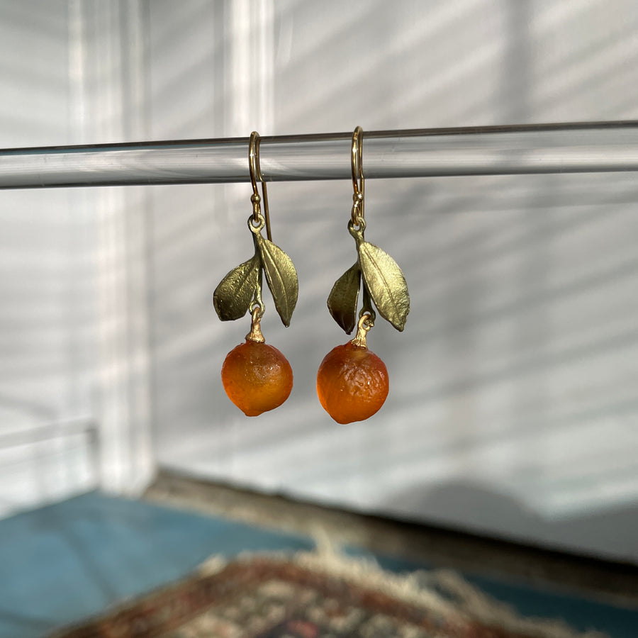 Leafy Oranges Drop Earrings