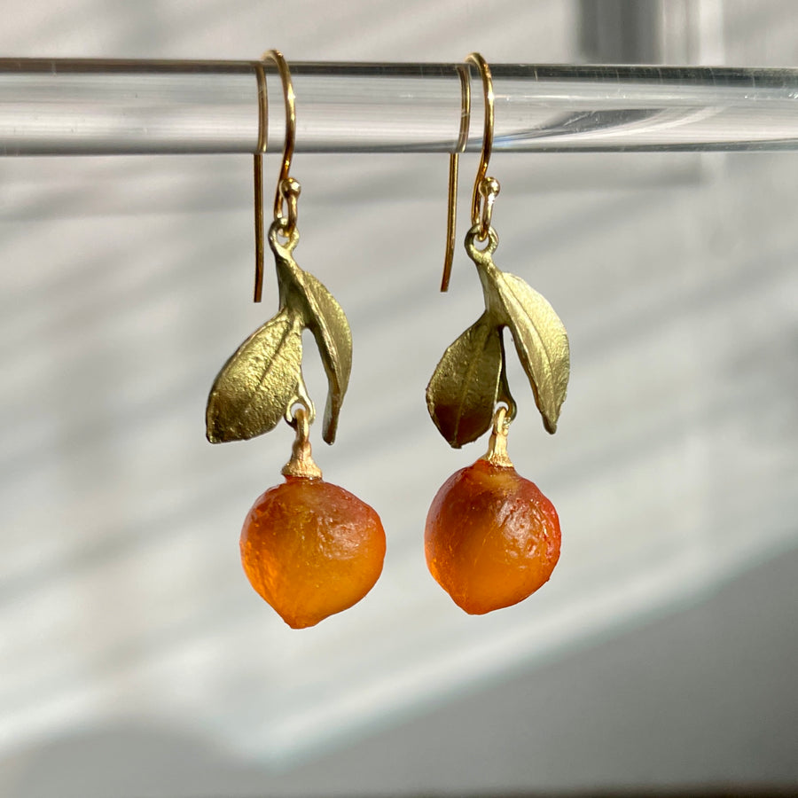 Leafy Oranges Drop Earrings