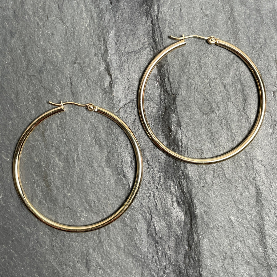 14k 2x40mm Hoop Earrings