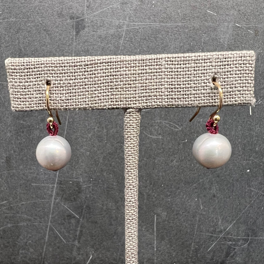 Pearl w/ Wine Bale Earrings