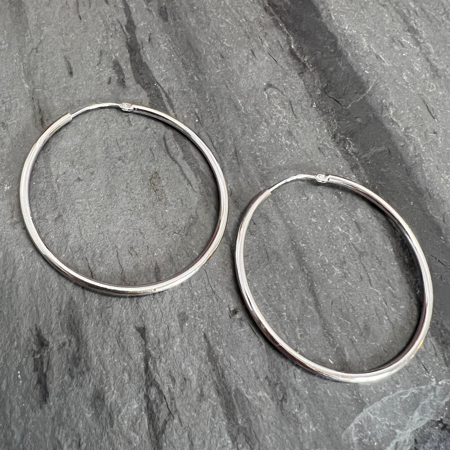 40mm Silver Endless Hoops