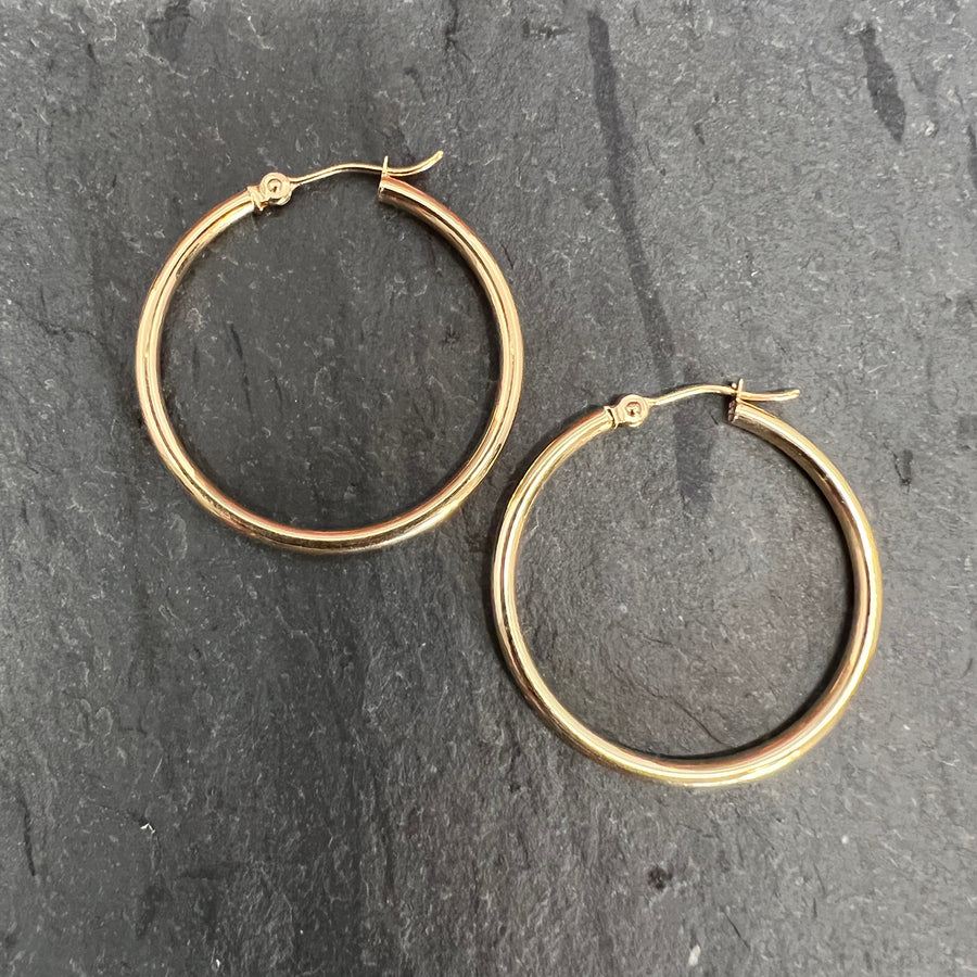 14k 2x30mm Hoop Earrings