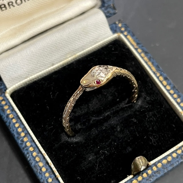 Ruby Eyed Snake Ring